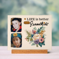 2 grandkids photo floral orange