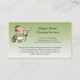 #2 Green Cartoon Maid House Cleaning Customer Loya Loyalty Card