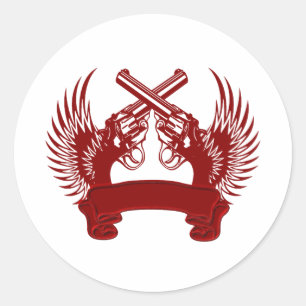 2 GUNS UP CUSTOMIZABLE CLASSIC ROUND STICKER