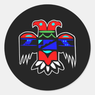 2 Head Thunderbird Black Classic Round Sticker