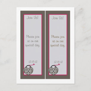 2 Heart Lock Wedding Save Date Bookmark Announcement Postcard