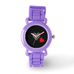2 Heart Red Glitter Watch
