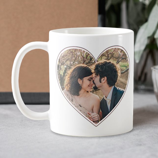 2 Heart Shaped Photos Simple Easy Personalised Coffee Mug (Creator Uploaded)