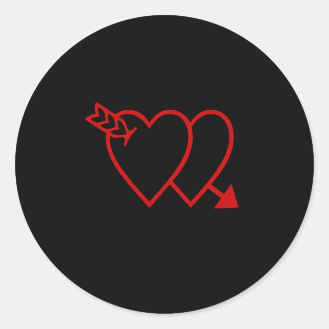 2 Hearts. 1 Arrow. No Name. Classic Round Sticker (Front)