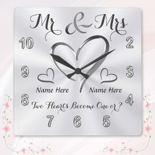 2 Hearts Become One, Personalised Wedding Clock