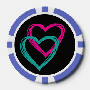 "2 Hearts" Clay Poker Chips, Chips