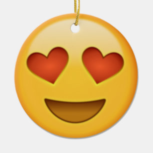 2 hearts emoji ceramic tree decoration