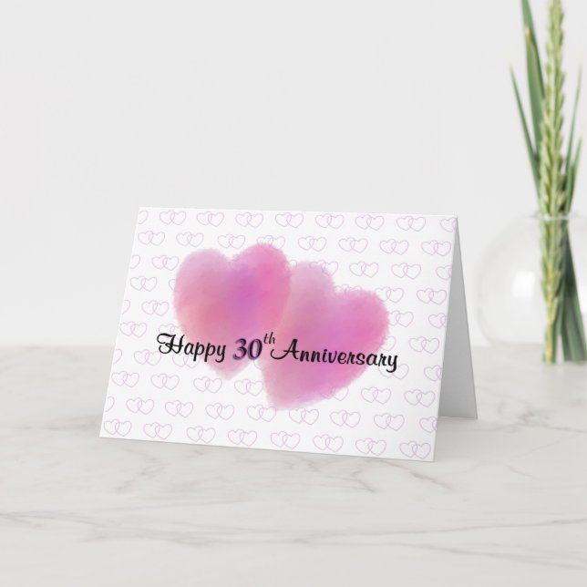 2 Hearts Happy 30th Anniversary Card (Front)