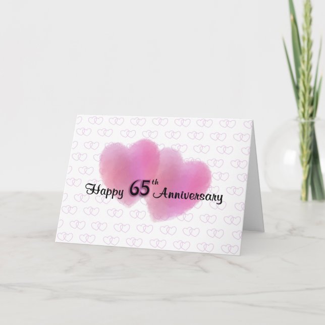 2 Hearts Happy 65th Anniversary Card (Front)