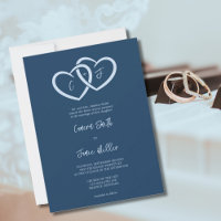2 Hearts Intertwined with Initials Indigo Wedding