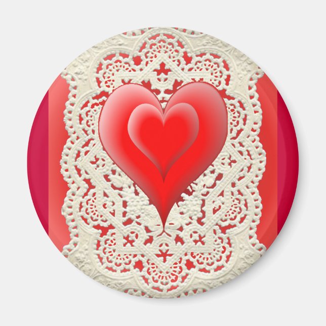 2 HEARTS & LACE by SHARON SHARPE Magnet (Front)