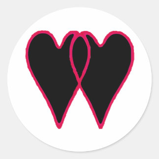 2 Hearts Together Black The MUSEUM Zazzle Gifts Classic Round Sticker