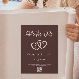 2 Hearts with Initials Save the Date Magnet