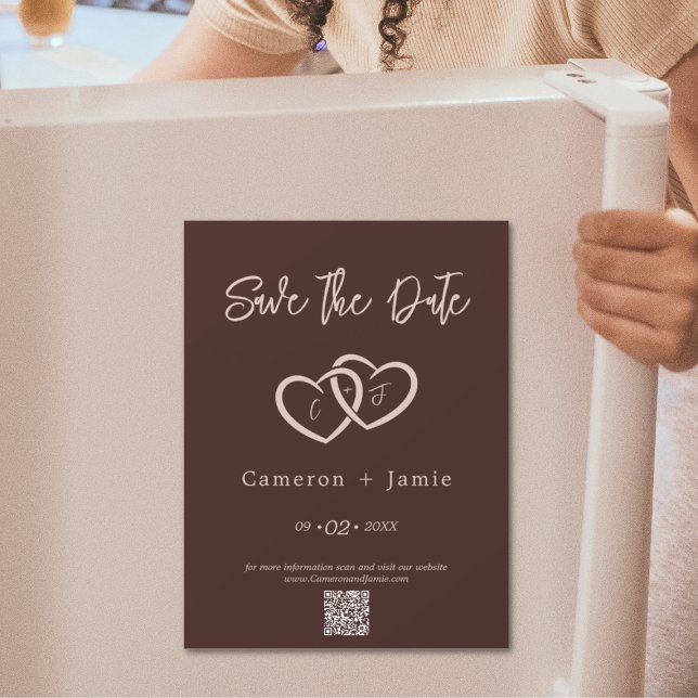 2 Hearts with Initials Save the Date Magnet (2 Hearts with Initials Save the Date Magnet)