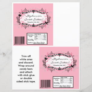 2 Hershey's Large Bar Wrapper Butterfly Zebra Prin