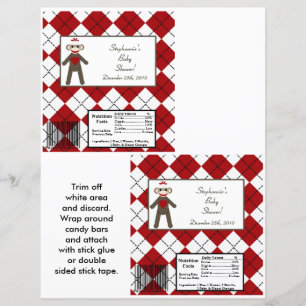 2 Hershey's Large Bar Wrapper Red Sock Monkey