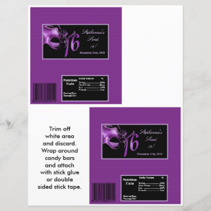 2 Hershey's Large Bar Wrapper Sweet 16 Purple