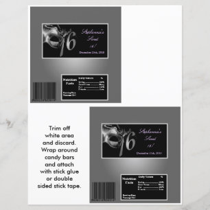 2 Hershey's Large Bar Wrapper Sweet 16 Silver