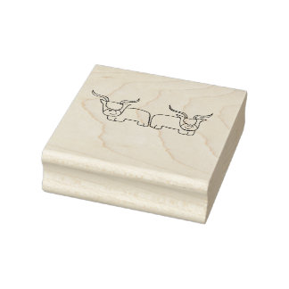 2 highland cows rubber stamp