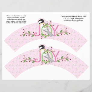 2 Holiday JOY Custom Cupcake Wrappers Christmas