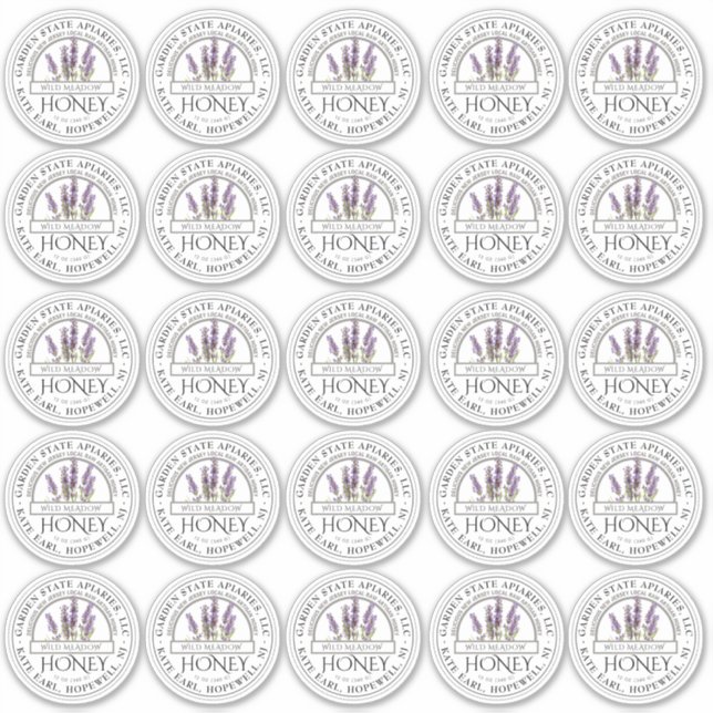 2" Honey Label with State Name and Lavender Flower (Front)