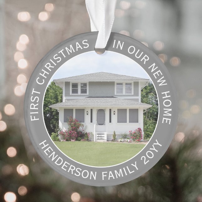 2 House Pictures First Xmas New Home Grey & White Ornament (Creator Uploaded)