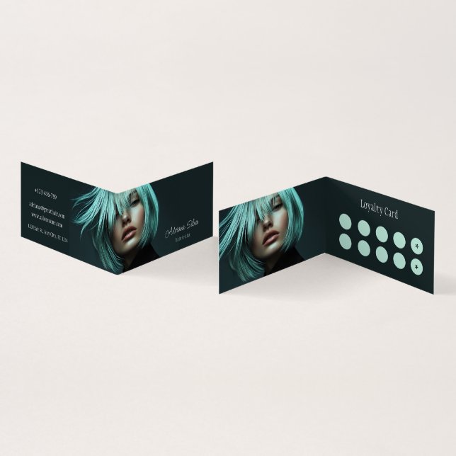 2 in 1 Business Loyalty card hair stylist modern  (Inside and Outside)