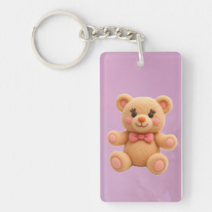2-in-1 Kawaii Teddy and Rose Double-sided Key Ring