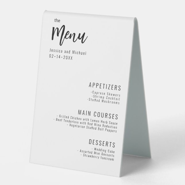 💍2 in 1 Menu & Drinks menu Minimalist Elegant  (Front)