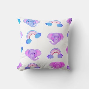 2 In 1 Rainbows & Elephant Heads Throw Pillow