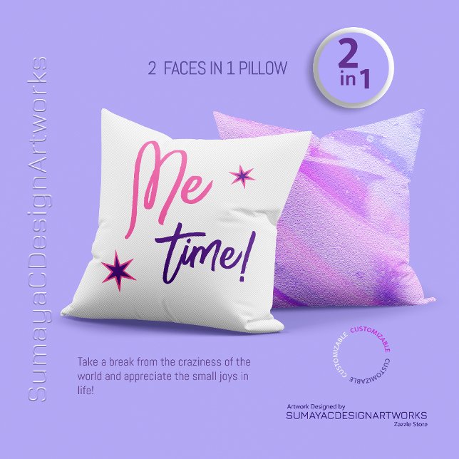 2 in 1 Stylish Calligraphy ''Me Time'' Cushion (Creator Uploaded)