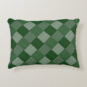 2 in 1 Tiled Forest Green Diagonal Woven Pattern Decorative Cushion