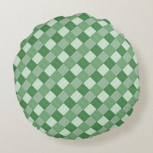 2 in 1 Tiled Spring Green Woven Plaid Round Cushion