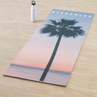 2-in-1 Tropical Pink & Blue Palm Tree Sunset Name