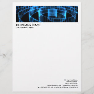 2 in Header 1/2 Inch Border - Blue Spiral Custom Letterhead