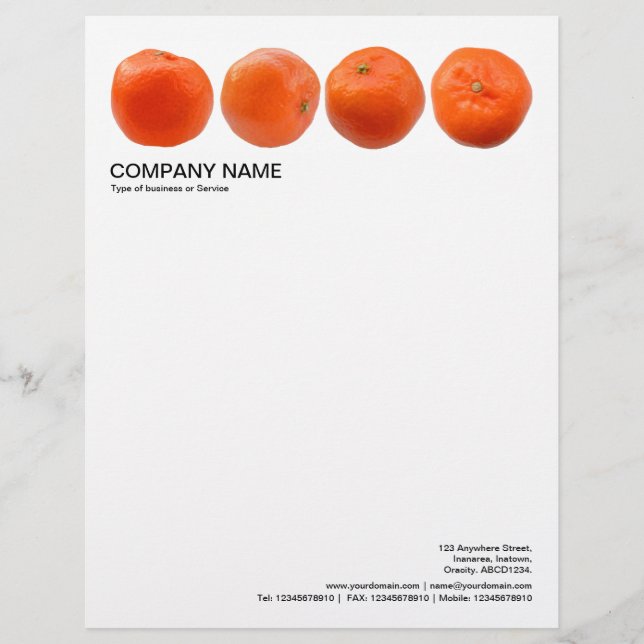 2 in Header 1/2 Inch Border - Clementines Custom Letterhead (Front)