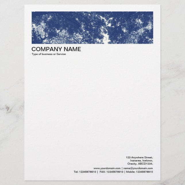 2 in Header 1/2 Inch Border - In The Trees 02 Custom Letterhead (Front)