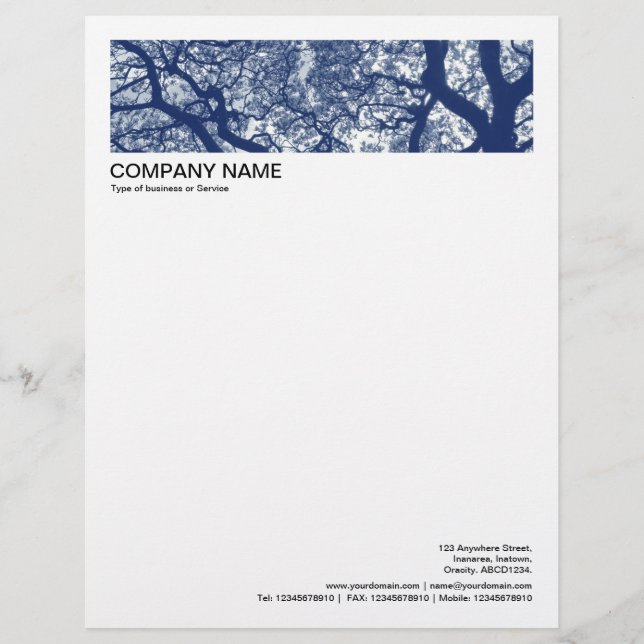 2 in Header 1/2 Inch Border - Magnolia Trees Custom Letterhead (Front)