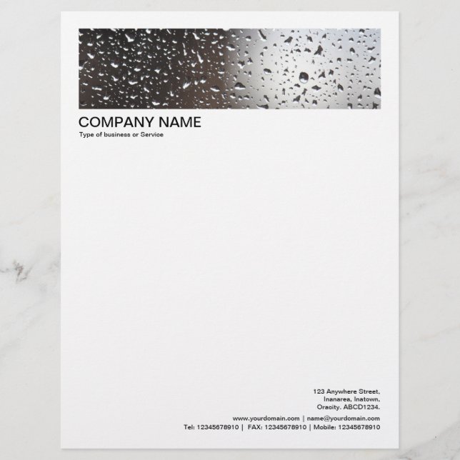 2 in Header 1/2 Inch Border - Rain on a Window Custom Letterhead (Front)