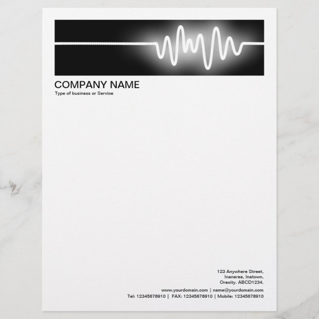 2 in Header 1/2 Inch Border - Sound Wave 02 Custom Letterhead (Front)