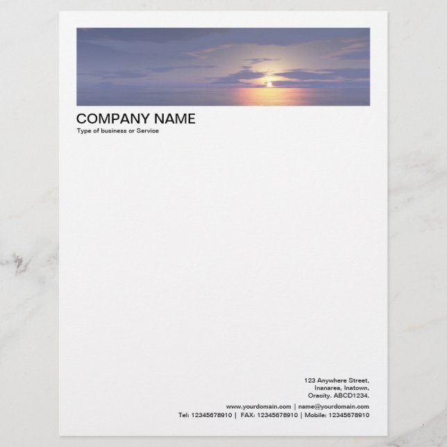 2 in Header 1/2 Inch Border - Sunrise/Sunset Custom Letterhead (Front)