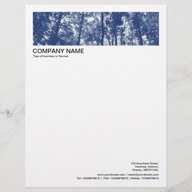 2 in Header 1/2 Inch Border -Woodland Custom Letterhead (Front)