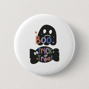 2 In One Halloween Stickers Boo and Trick or Treat 6 Cm Round Badge