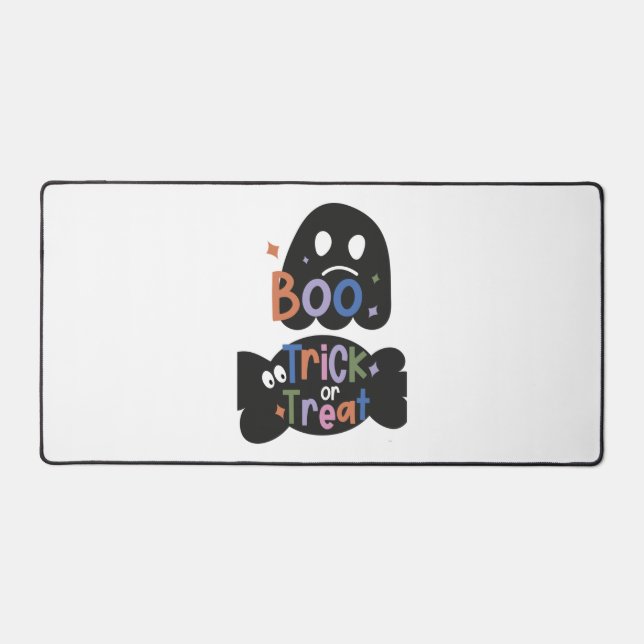 2 In One Halloween Stickers Boo and Trick or Treat Desk Mat (Front)