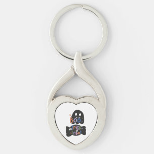 2 In One Halloween Stickers Boo and Trick or Treat Key Ring