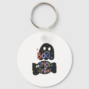 2 In One Halloween Stickers Boo and Trick or Treat Key Ring