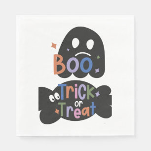 2 In One Halloween Stickers Boo and Trick or Treat Napkin
