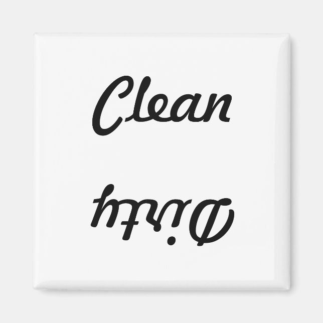 2 Inch Square Magnet: Dishwasher Clean / Dirty Magnet (Front)