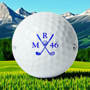 2 Initial Letters Age Blue Crossed Clubs Golf Balls
