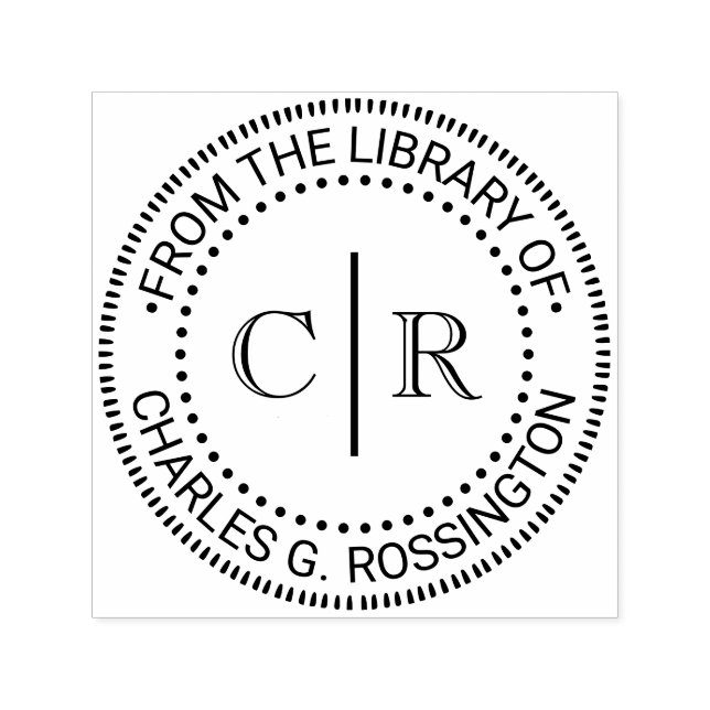 2 Initial Monogram #2 Vrt Spacer Library Book Name Self-inking Stamp (Design)